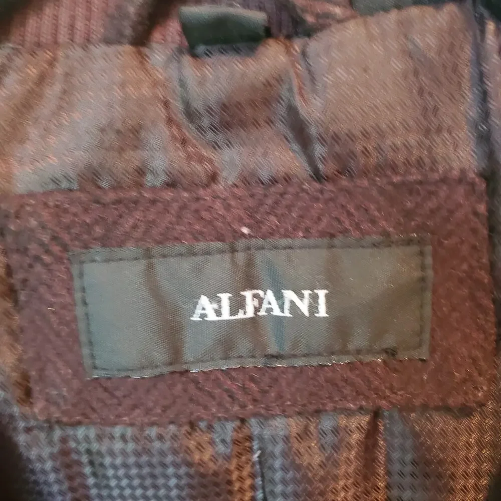 Alfani Men’s Full Zip Jacket Brown Large Casual Coat with Contrast Collar